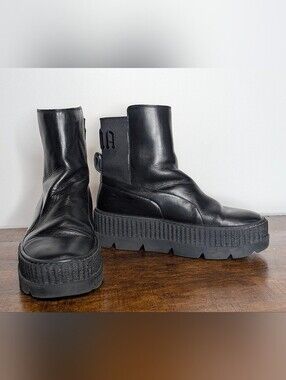 Rihanna FENTY x PUMA Chelseab Platform Slip On Boots Triple Black Womens Size 8